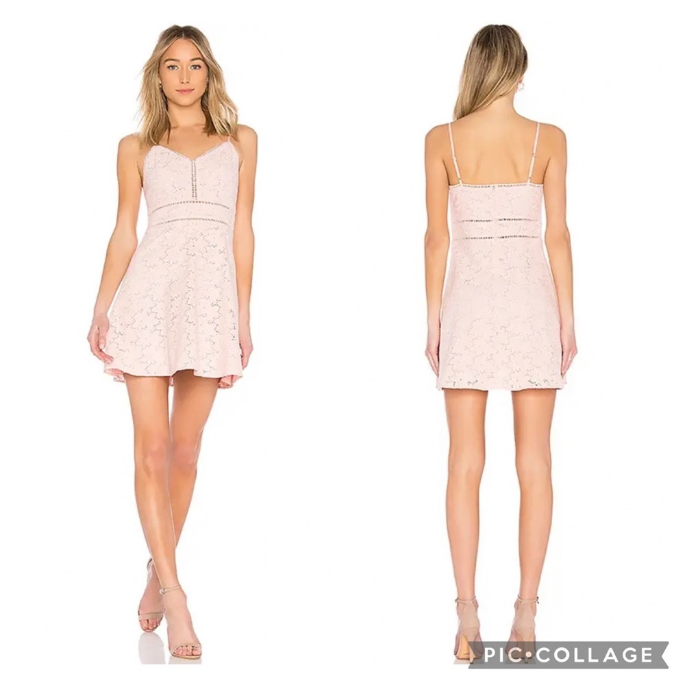 EUC J.O.A Sleeveless Mono Eyelet Dress in Pink Lace